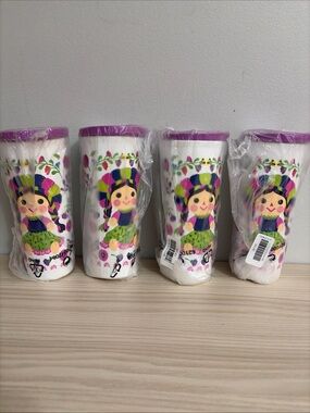 Colorful Doll Print Party Tumbler Cup - Purple Accent